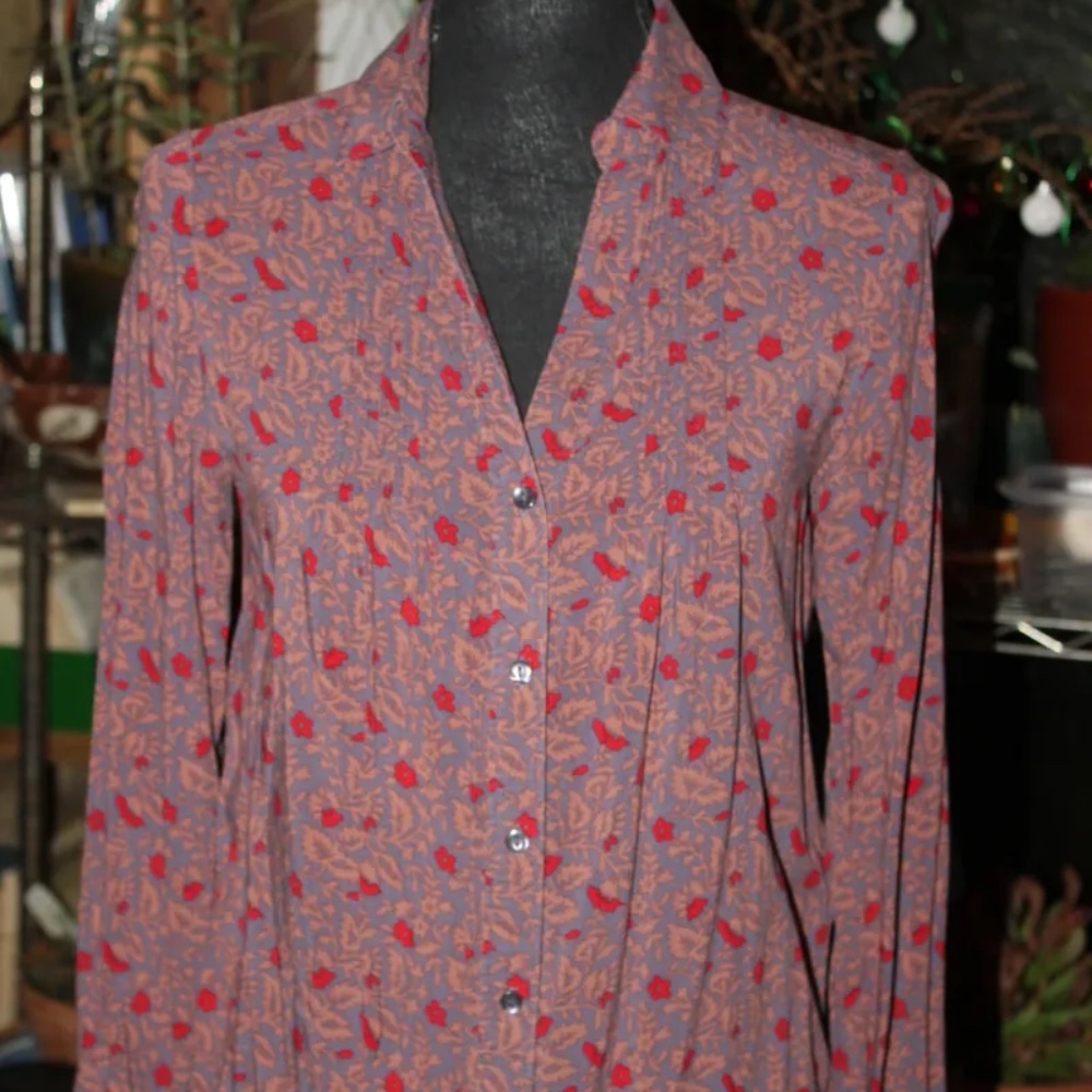 Levi's Button Front Long Sleeved Collard Shirt, Periwinkle, Rose and Red Floral